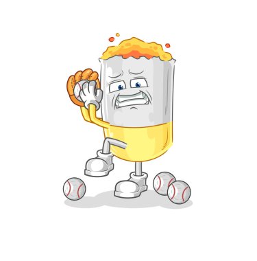 Sigara beyzbolu sürahi çizgi filmi. karikatür maskotu vektosu