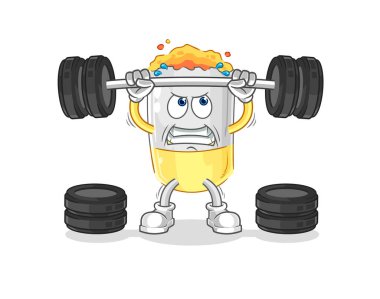 Halterciyi kaldıran sigara. karikatür maskotu vektosu