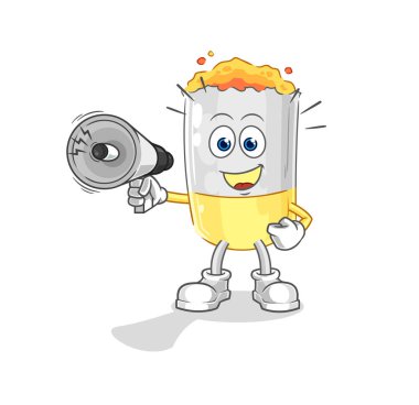 Sigara el ele tutuşan hoparlör vektörü. karikatür