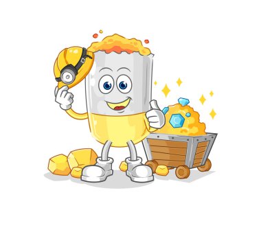 Altın karakterli bir sigara madencisi. karikatür maskotu vektosu