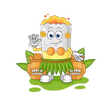 Sigara içen Hawai 'li karakter. karikatür maskotu vektosu