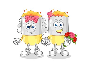 Sigara düğün karikatürü. karikatür maskotu vektosu