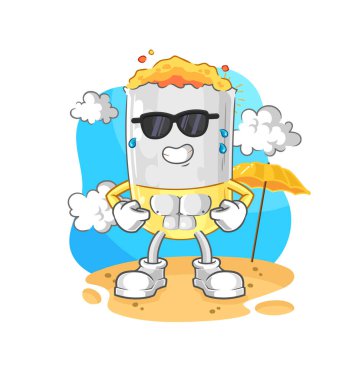 Yazın güneşlenen sigara. karakter vektosu