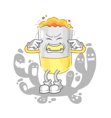 Depresif sigara karakteri. çizgi film vektosu