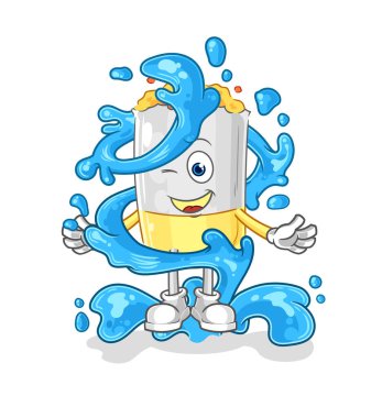 Su maskotuyla taze sigara. çizgi film vektosu