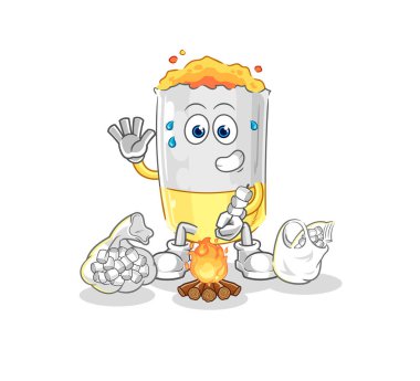 Sigara kızartan marşmelovlar. karikatür maskotu vektosu