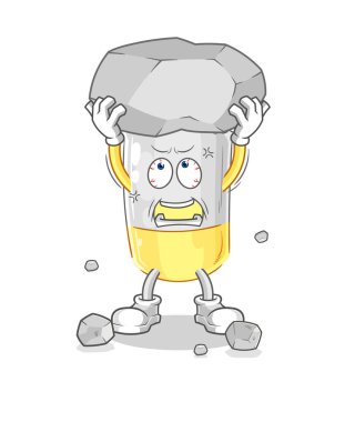 Sigara kaldıran kaya çizgi film karakteri vekto