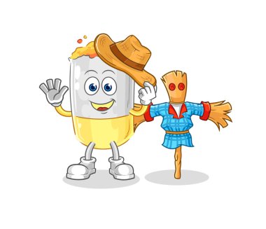 Korkuluk çizgi film karakteri vekto ile sigara.