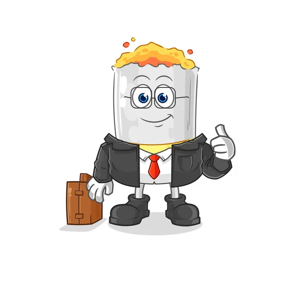 Mascota Del Trabajador Oficina Cigarrillos Dibujos Animados Vecto — Vector de stock