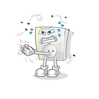 Elektrikli soket sinek karakteri. karikatür maskotu vektosu