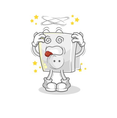 Baş döndürücü elektrikli soket maskotu. çizgi film vektosu