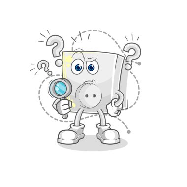 Elektrik prizi arama illüstrasyonu. karakter vektosu