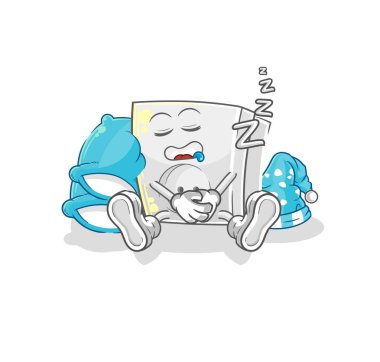 Uyuyan elektrik prizi karakteri. karikatür maskotu vektosu
