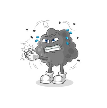 Kara bulut sinek karakteri. karikatür maskotu vektosu