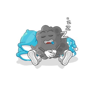 Kara Bulut uyku karakteri. karikatür maskotu vektosu