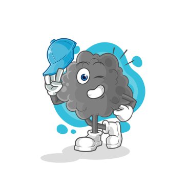 Siyah bulutlu genç çocuk karakteri.