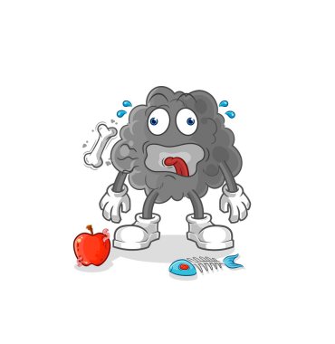 Siyah bulut geğirme maskotu. çizgi film vektosu