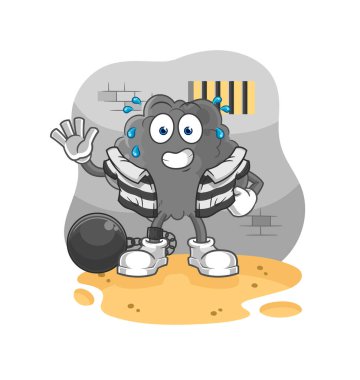 Hapisteki kara bulut suçlusu. karikatür