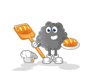 Ekmekli kara bulut fırıncısı. karikatür maskotu vektosu