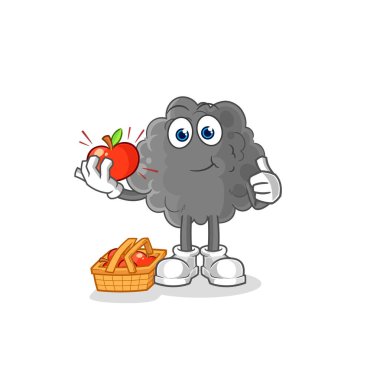 Elma resimlerini yiyen kara bulut. karakter vektosu