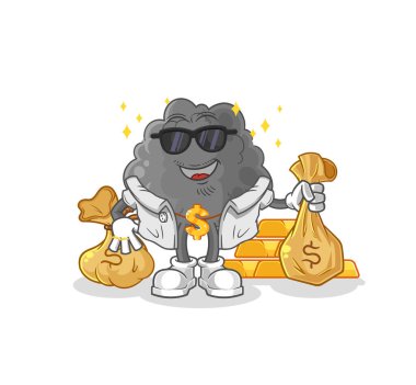 Kara Bulut zengin karakteri. karikatür maskotu vektosu