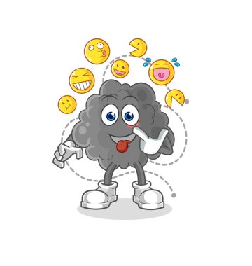 Kara bulut gülüşü ve alaycı karakter. karikatür maskotu vektosu