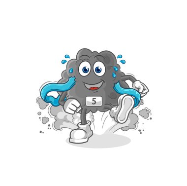 Kara bulut koşucusu karakteri. karikatür maskotu vektosu