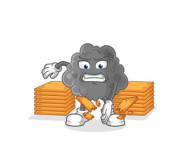 Kara bulut karate maskotu. çizgi film vektosu