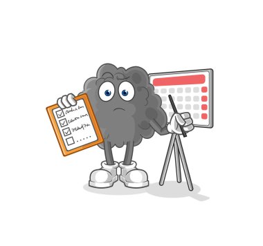 Kara bulut takvim listesi vektörü. karikatür