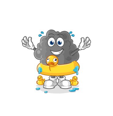 Ördek şamandıralı kara bulut. karikatür maskotu vektosu