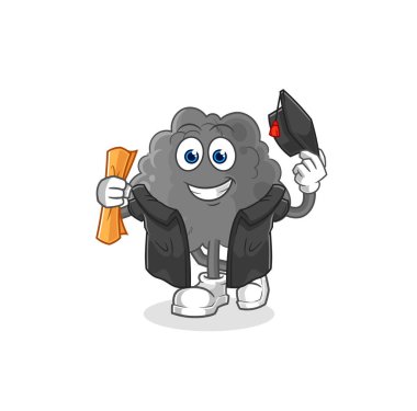 Siyah bulut mezuniyet vektörü. karikatür