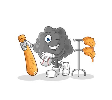 Beyzbol maskotu oynayan kara bulut. çizgi film vektosu