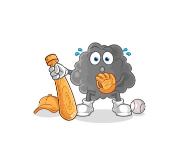 Kara Bulut Beyzbol Yakalayıcısı çizgi filmi. karikatür maskotu vektosu