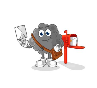 Siyah bulut postacı vektörü. karikatür