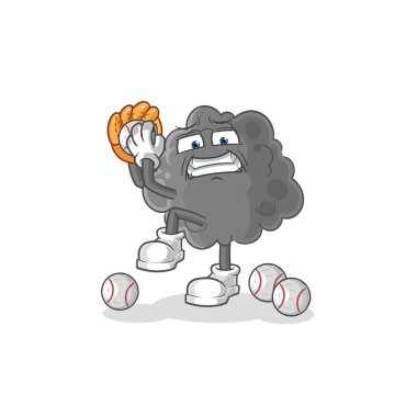 Siyah Bulut Beyzbol Atıcı çizgi filmi. karikatür maskotu vektosu