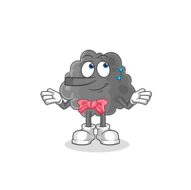 Kara bulut Pinokyo karakteri gibi uzanır. karikatür maskotu vektosu