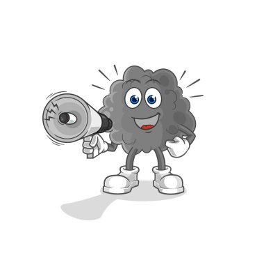 Siyah bulut hoparlör vektörünü tutuyor. karikatür