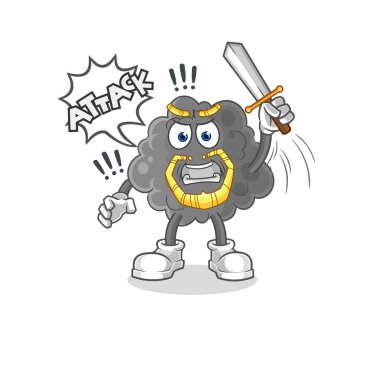 Kara bulut şövalyeleri kılıçla saldırır. karikatür maskotu vektosu