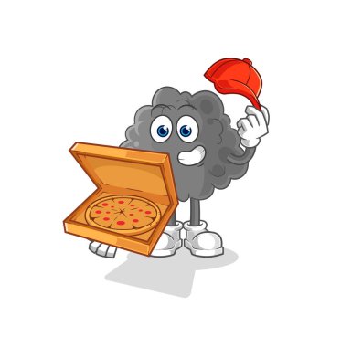 Siyah bulutlu pizza dağıtım elemanı vektörü. karikatür