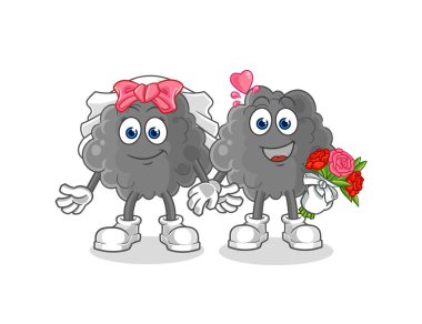 Kara Bulut düğün karikatürü. karikatür maskotu vektosu