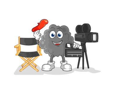 Siyah bulut yönetmeni maskotu. çizgi film vektosu