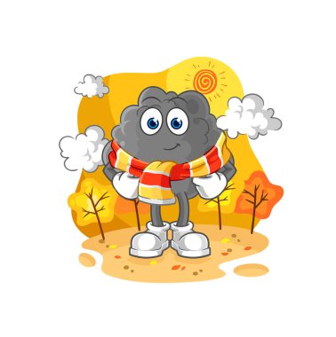 Sonbaharda kara bulut. karikatür maskotu vektosu