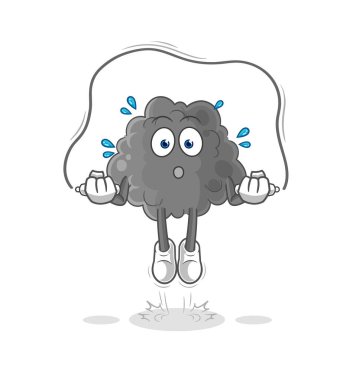 Kara bulut ip atlama egzersizi. karakter vektosu