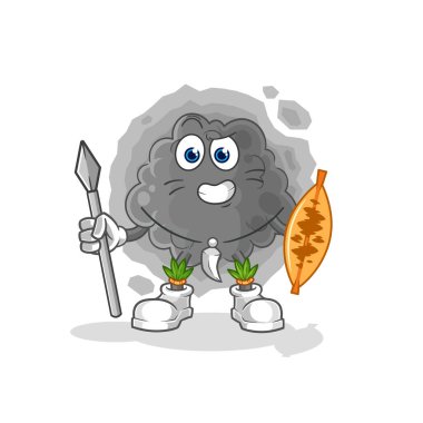 Kara bulut Afrikalı kabile savaş maskotu. çizgi film vektosu