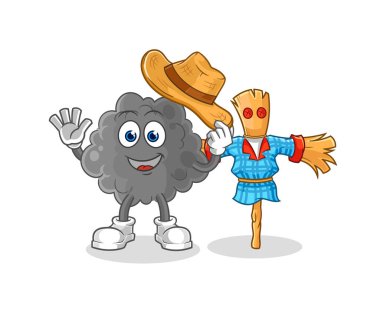 Siyah bulut ve korkuluk karakteri vektosu