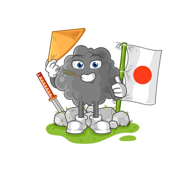 Black Cloud Japanese Vector Cartoon Characte — Stock Vector