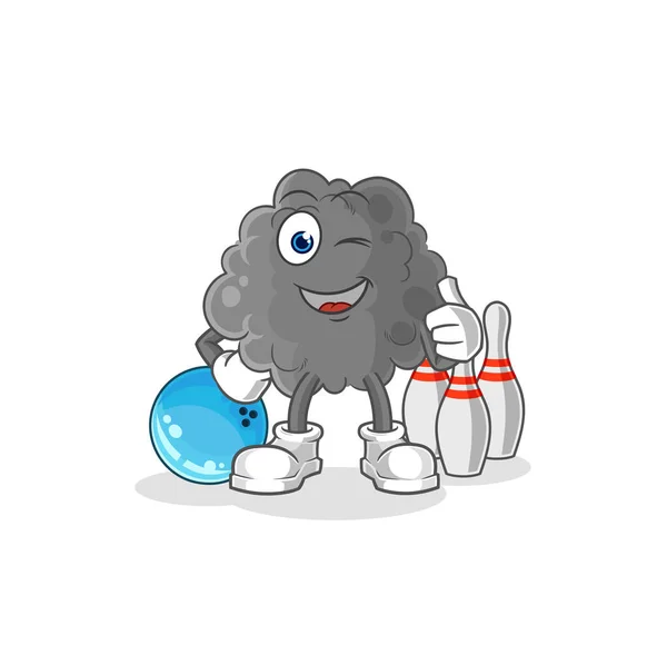 Black Cloud Play Bowling Illustration Character Vecto — Stock Vector