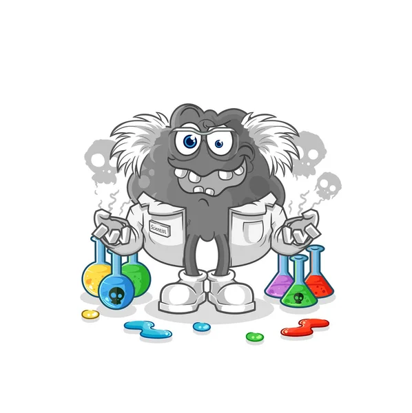 Black Cloud Mad Scientist Illustration Character Vecto — Stock Vector