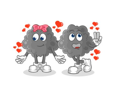 Siyah bulut flört çizgi filmi. karakter maskotu vekto