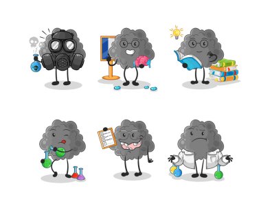 Kara Bulut bilim adamı grup karakteri. karikatür maskotu vektosu